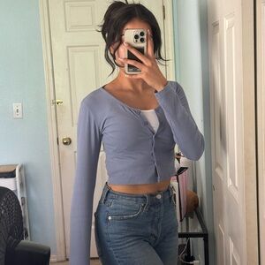 Light Blue Cropped Cardigan